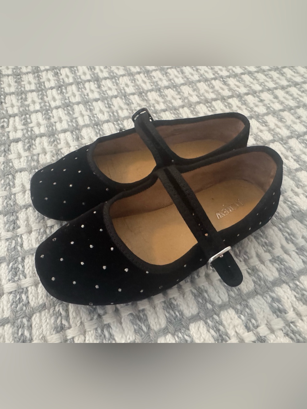 J Crew Black Mary Jane Flats with Crystal Accents - girls size 2